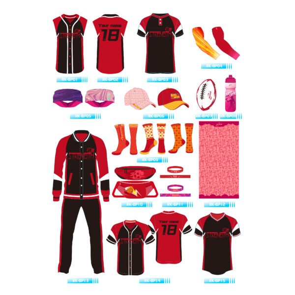 Red and black fashion baseball jersey combo set