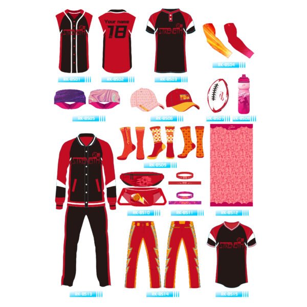 Red and black fashion baseball jersey combo set - Image 2